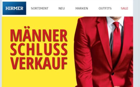 Ich parshippe jetzt beim Hirmer Männerschlußverkauf