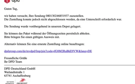 Vorsicht vor falschen DPD-Sendungsbenachrichtigungen