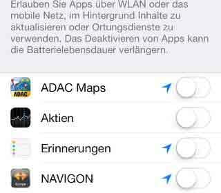 Akkulaufzeit iPhone IOS 7 verbessern