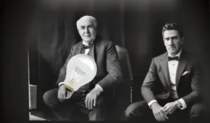 Thomas Edison mit Glühbirne