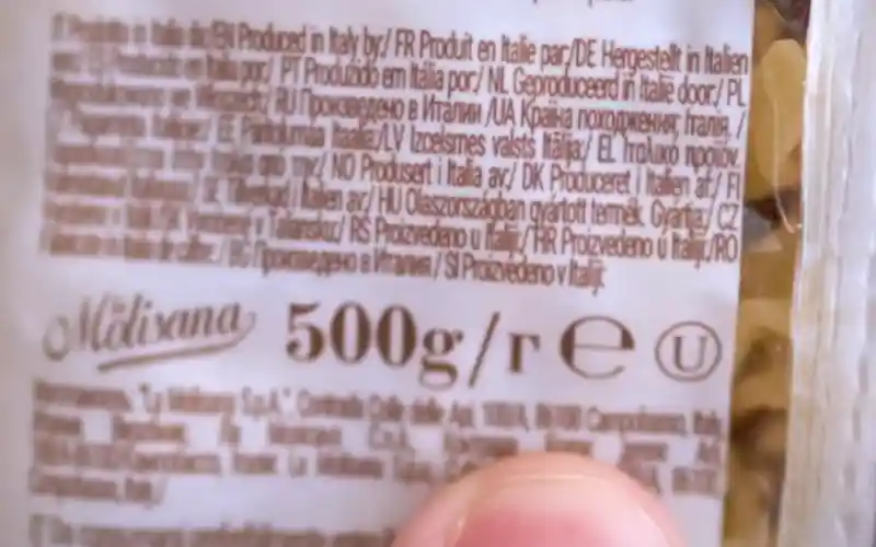 E zeichen auf verpackungen