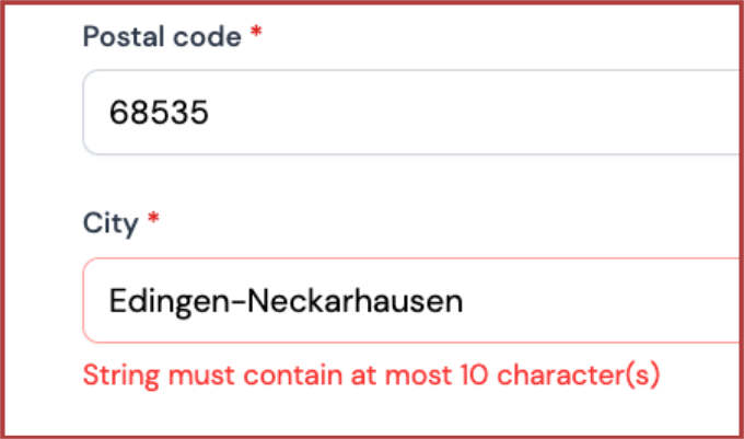 Ein Internet-Formular, in das ich meine Adresse eingeben sollte.