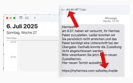 Betrügerische HERMES-Nachricht