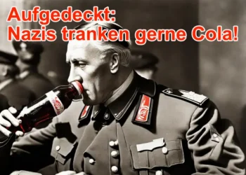 Ein Mann in Nazi-Uniform trinkt Coca