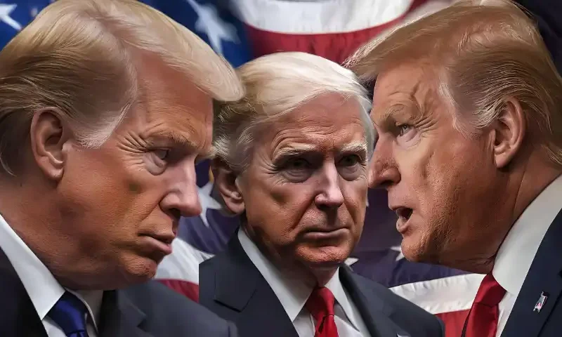 drei Gesichter, die Ähnlichkeit mit Donasld Trump haben